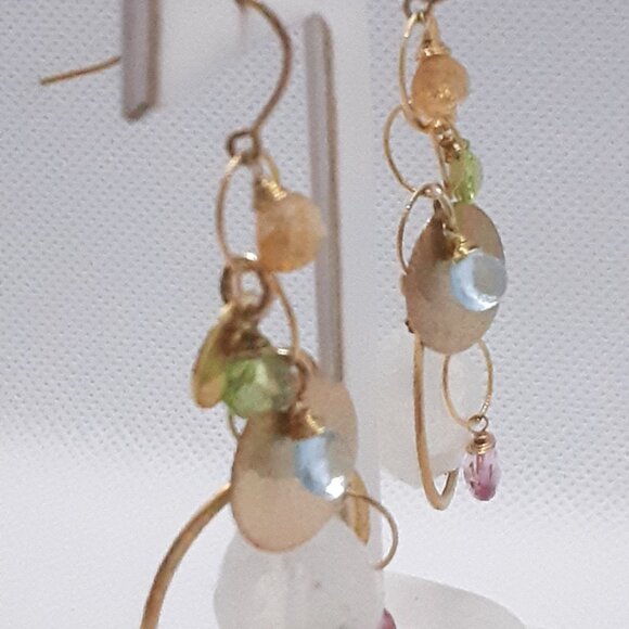 Gold dangle earrings Designed by Nina Nyugen - Picture 4 of 13